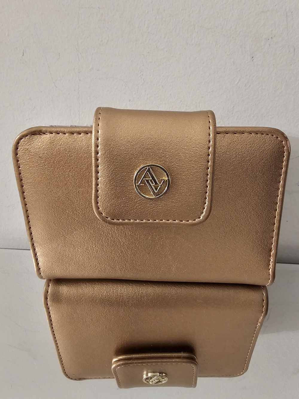 Adrienne Vittadini Metallic Bronze Snap Wallet